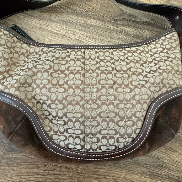 COACH Vintage Y2K Mini Soho Crescent Hobo Shoulder Bag Brown Tan Monogram VGUC - Picture 4 of 17